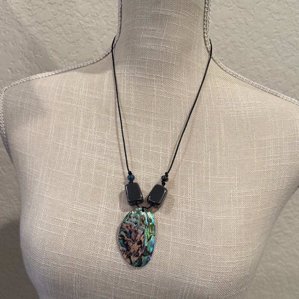 Iridescent Abalone Shell And Hematite Necklace - image 6